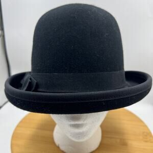 Nine West Women’s Wool Bowler Hat Ribbon Bow Band 90s Revival Dark Academia